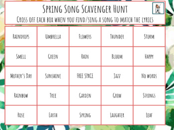 Preview of FREEBIE | Spring Song Scavenger Hunt for Distance Learning