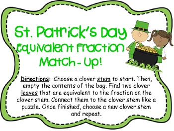 Preview of *FREEBIE* St. Patrick's Day Fraction Match Up