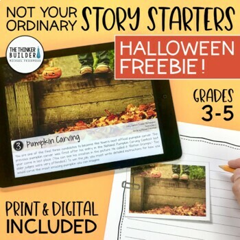 Preview of Writing Prompts Halloween FREEBIE {Print & Digital Story Starters}