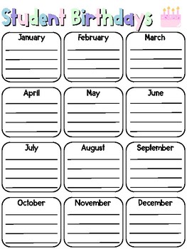 FREEBIE! Student Birthday Reference Form by Miss Smith's Class | TpT