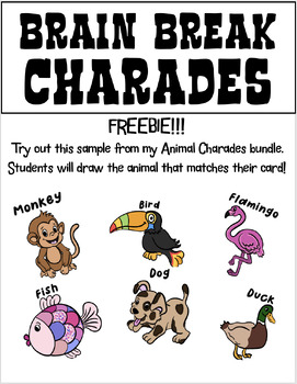 Preview of FREEBIE! Student DIY Animal Charades Cards