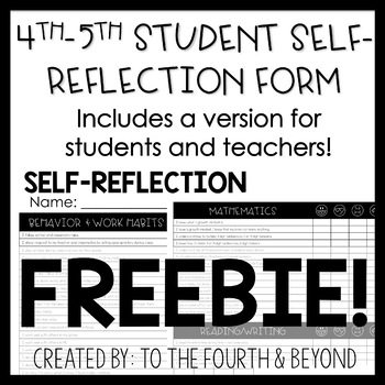 Preview of FREEBIE - 4th-5th Grade Student Self-Reflection and Feedback Conference Forms