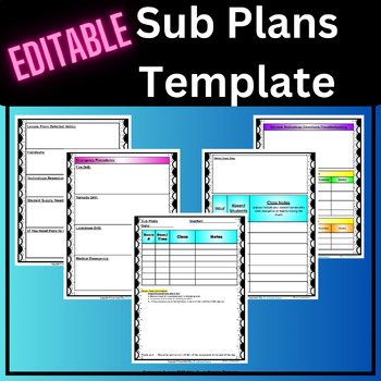 Preview of FREEBIE Sub Plans Template for Middle School