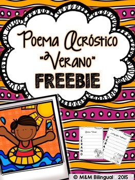 Preview of FREEBIE Summer Acrostic Poem {Spanish}