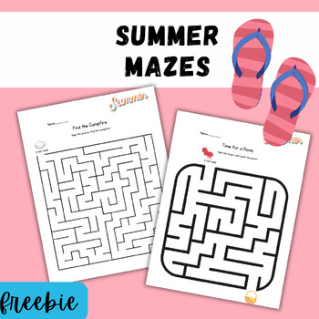 Preview of FREEBIE Summer Mazes