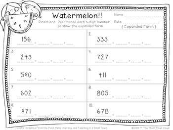 freebie expanded form practice page 3 digit numbers by