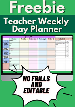 Preview of FREEBIE - Teacher Weekly Day Planner