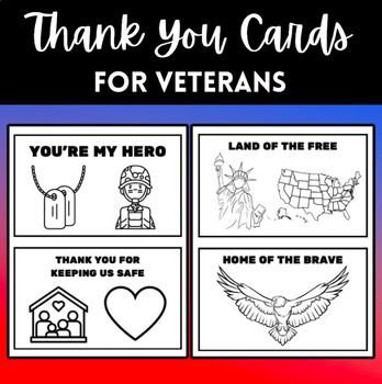 Preview of FREEBIE! Thank You Cards for Veterans | Coloring Pages