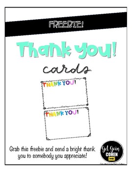 Preview of FREEBIE! Thank You Note Cards Printable FREE