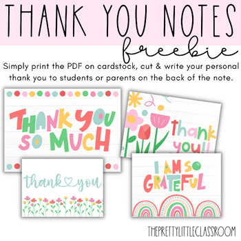 Preview of FREEBIE - Thank You Notes | Teacher Gift Note | Printable Thank You Card
