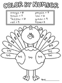 FREEBIE- Thanksgiving Color by Number {addition}