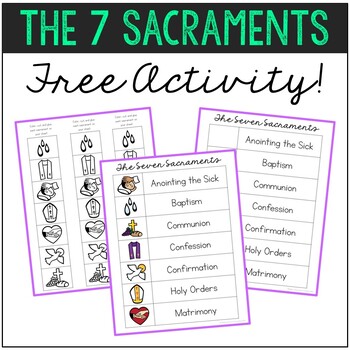 Preview of FREEBIE! The Seven Sacraments Matching Activity