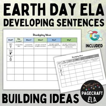 Preview of Earth Day Writing | Developing Ideas | Sentence Building | Easel Included
