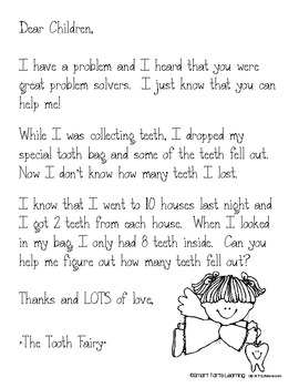 **FREEBIE** Tooth Fairy Story Problem by Smart Tarts Learning | TPT