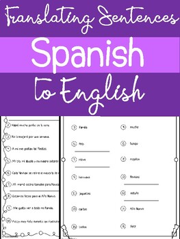Preview of FREEBIE - Translating Sentences Spanish to English for DECEMBER