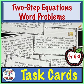 Preview of FREEBIE - Two-Step Equations Task Cards Activity (Multi-Step Equations Included)