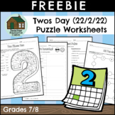 FREEBIE: Twos Day Puzzle Worksheets 22-2-22 (Grade 7/8)