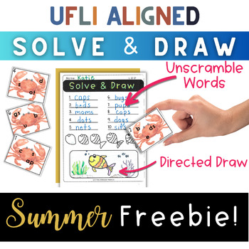 Preview of FREEBIE! UFLI-Aligned: Summer Word Scramble & Directed Draw! CVC, CCVC, CVCC