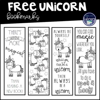 freebie unicorn bookmarks black and white by mrs boorse of course