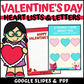 Preview of FREEBIE VALENTINE'S WRITING LETTERS/HEARTS LIST/Writing Activity/DIGITAL