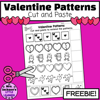 FREEBIE Valentine Cut Paste Patterning Worksheet TpT