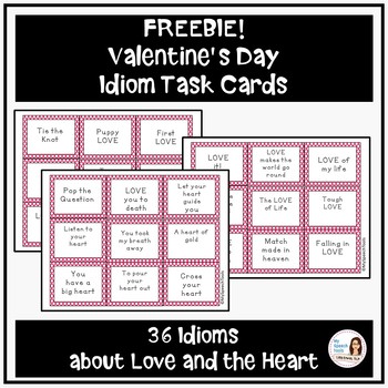 Preview of Valentine's Day Idiom Task Cards for Speech Therapy