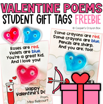 Preview of FREEBIE Valentine Poems Student Gift Tags - Editable
