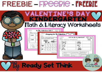 Preview of FREEBIE Valentine's Day Math and Literacy Kindergarten