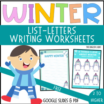 Preview of FREEBIE WINTER WRITING ACTIVITIES: LETTERS/ WORKSHEETS/Distance Learning