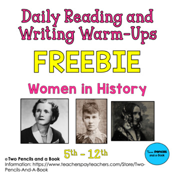 Preview of FREEBIE Warm-Ups Bell Ringers: WOMEN IN HISTORY Non-Fiction for 5th-12th Grade