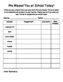 FREEBIE "We Missed You at School Today" Absentee Form