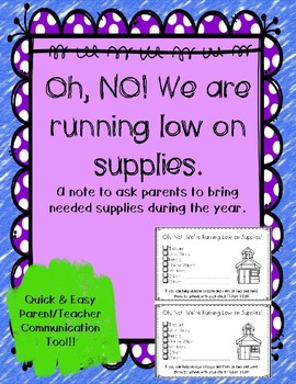 supplies running low note parent freebie ratings