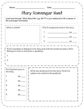 Preview of FREEBIE What About Me Story Scavenger Hunt 3rd Gr Reading Street Unit 1.2