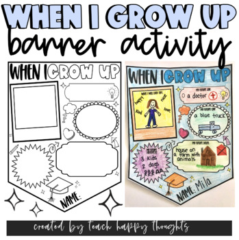 Preview of FREEBIE: When I Grow Up Banner Activity | NO PREP Worksheet with Book List Art