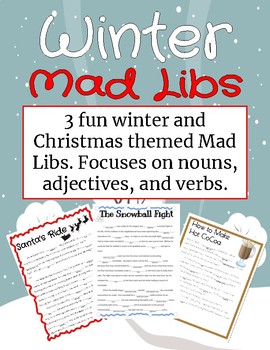 Preview of FREEBIE: Winter Mad Libs Pack!