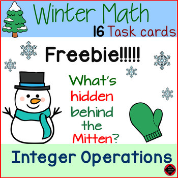 Preview of FREEBIE!!!! Winter Math Task Cards | Integer Operations