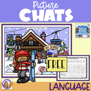 Preview of FREEBIE! Winter Vacation! Picture Chat!- Vocabulary, 'wh' questions & discussion