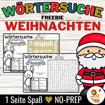 Preview of FREEBIE - Wörtersuche German (Weihnachten) | December - NO PREP