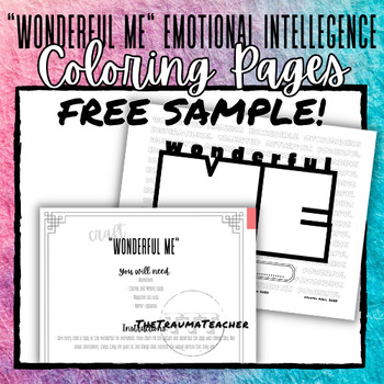 Preview of FREEBIE "Wonderful Me" Self-Esteem Building Coloring Pages