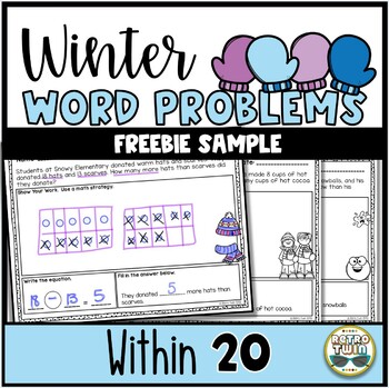 Preview of FREEBIE-Word Problems within 20- Addition and Subtraction-Winter Theme