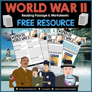 Preview of FREEBIE - World War 2 Unit - | Reading Passage & Worksheets | WOMEN IN WW2