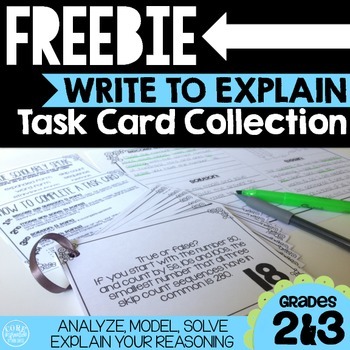 Preview of FREEBIE Write To Explain Math Task Cards