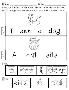 FREEBIE! Writing Basics Lesson 1 Printables(Sentence Structure, Letters ...