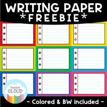 FREEBIE! Writing Paper Backgrounds by Teacher Cloud | TPT