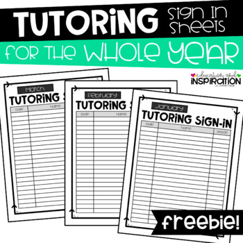 Preview of FREEBIE Tutoring Sign In Sheets