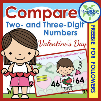 Preview of FREEBIE for Followers!  Compare Two and Three Digit Numbers Digital Boom Cards™