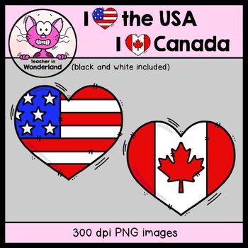 Preview of FREEBIE: heart flag (USA and Canada) clipart