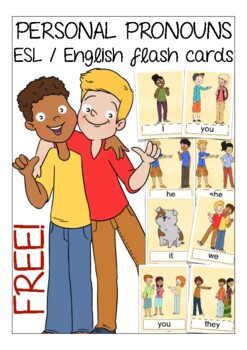 Preview of FREEBIE personal pronouns flash cards (ESL, English vocabulary)