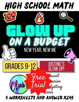 Preview of FREEBIE version| GLOW UP On a Budget | High School Math New Year Math