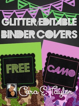 Preview of FREEBIE~Editable Glitter Camo Binder Covers